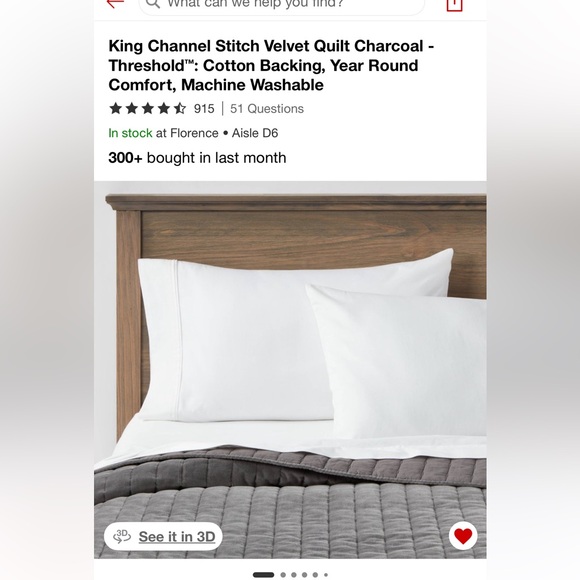King Channel Stitch Velvet Blanket Quilt - Charcoal - Picture 1 of 4